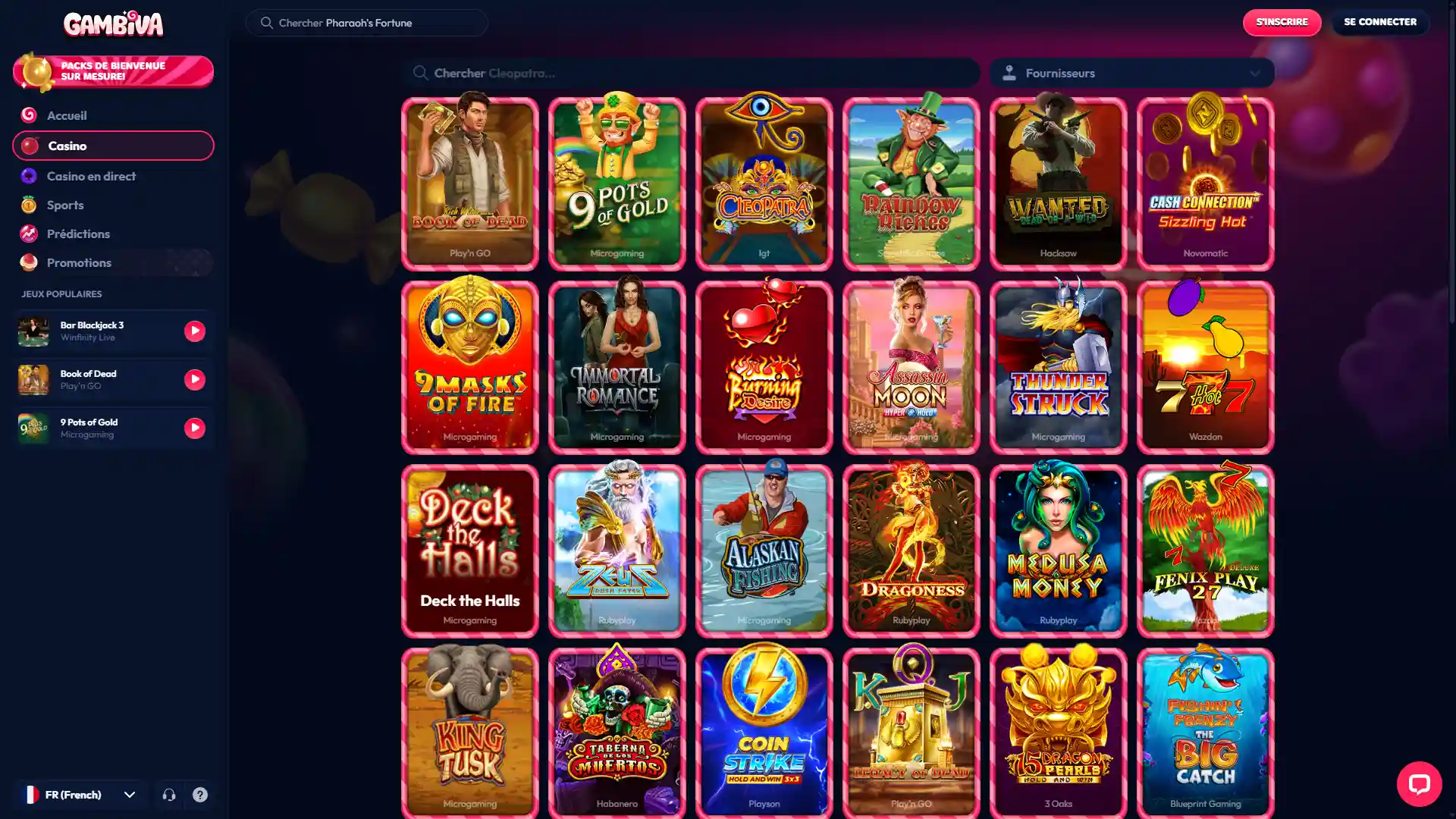 Jouez aux meilleures machines à sous sur le casino Gambiva France.