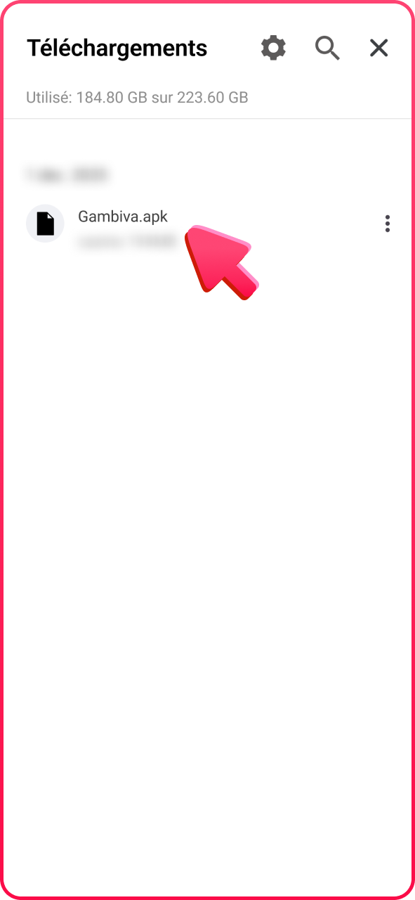 Ouvrez l'APK Android de Gambiva que vous avez téléchargé.