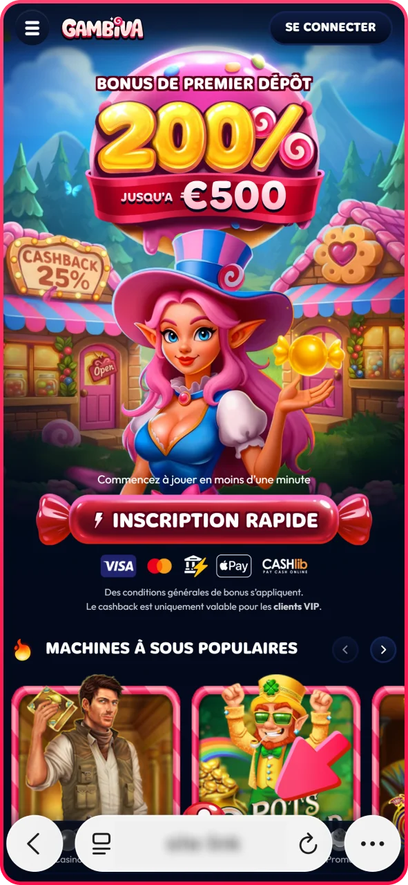 Ouvrez le site web de Gambiva dans le navigateur Safari de votre appareil iOS.