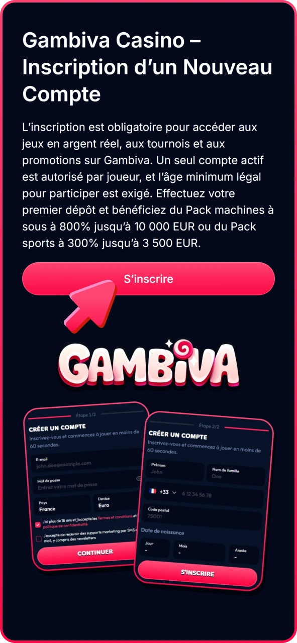 Cliquez sur ce bouton pour créer un compte sur Gambiva.